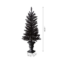 Load image into Gallery viewer, 4 ft Lighted Black PVC Tips Porch Tree With 100 Orange LED Lights