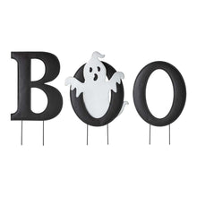 Load image into Gallery viewer, 30"H Halloween Metal Ghost BOO Yard Stake or Hanging Decor, Set of 3 (Two Functions)