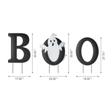 Load image into Gallery viewer, 30"H Halloween Metal Ghost BOO Yard Stake or Hanging Decor, Set of 3 (Two Functions)