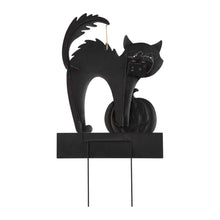 Load image into Gallery viewer, 32"H Lighted Halloween Metal Black Cat Yard Stake or Hanging Decor (Two Functions)