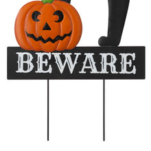 Load image into Gallery viewer, 32"H Lighted Halloween Metal Black Cat Yard Stake or Hanging Decor (Two Functions)