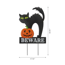 Load image into Gallery viewer, 32"H Lighted Halloween Metal Black Cat Yard Stake or Hanging Decor (Two Functions)
