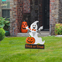 Load image into Gallery viewer, 32"H Lighted Halloween Metal Ghost Yard Stake or Hanging Decor (Two Functions)
