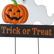 Load image into Gallery viewer, 32"H Lighted Halloween Metal Ghost Yard Stake or Hanging Decor (Two Functions)