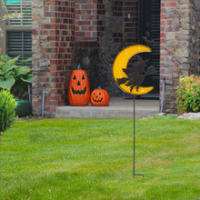 Load image into Gallery viewer, 45"H Lighted Halloween Metal Moon and Witch Yard Stake
