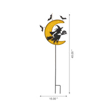 Load image into Gallery viewer, 45"H Lighted Halloween Metal Moon and Witch Yard Stake