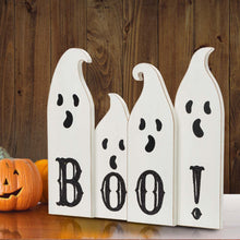 Load image into Gallery viewer, 12"L Halloween Wooden Ghost Table Decor