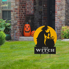 Load image into Gallery viewer, 30"H Halloween Wooden & Metal "Witch is making poison" Yard Stake or Wall Décor (Two Functions)