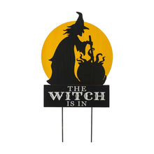 Load image into Gallery viewer, 30"H Halloween Wooden & Metal "Witch is making poison" Yard Stake or Wall Décor (Two Functions)