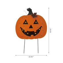 Load image into Gallery viewer, 32"H Halloween Wooden & Metal Pumpkin Stake or Wall Décor (Two Functions)