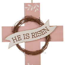 Load image into Gallery viewer, 32"H Easter Wooden/Metal Cross Yard Stake or Wall Decor (KD, Two Function)