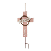 Load image into Gallery viewer, 32"H Easter Wooden/Metal Cross Yard Stake or Wall Decor (KD, Two Function)