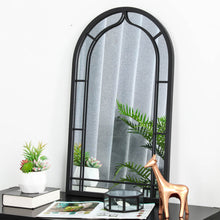 Load image into Gallery viewer, 33.07"H Oversized Black Metal Framed Arched Wall Mirror