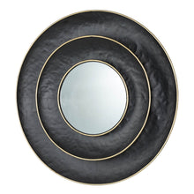 Load image into Gallery viewer, 27.36"D Black With Golden Trimming 3D Round Metal Wall Mirror
