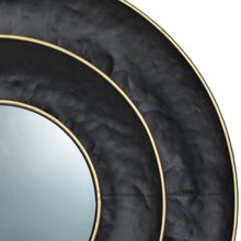 Load image into Gallery viewer, 27.36"D Black With Golden Trimming 3D Round Metal Wall Mirror