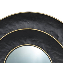 Load image into Gallery viewer, 27.36"D Black With Golden Trimming 3D Round Metal Wall Mirror