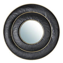 Load image into Gallery viewer, 27.36"D Black With Golden Trimming 3D Round Metal Wall Mirror