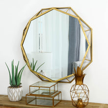 Load image into Gallery viewer, 28.15"D Deluxe Golden Metal Octagonal Wall Mirror