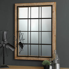 Load image into Gallery viewer, 31.5"H Farmhouse Wooden/Metal Windowpane Rectangular Wall Mirror Decor