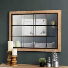 Load image into Gallery viewer, 31.5"H Farmhouse Wooden/Metal Windowpane Rectangular Wall Mirror Decor