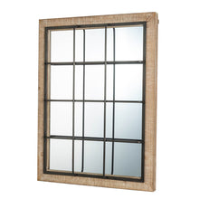 Load image into Gallery viewer, 31.5"H Farmhouse Wooden/Metal Windowpane Rectangular Wall Mirror Decor