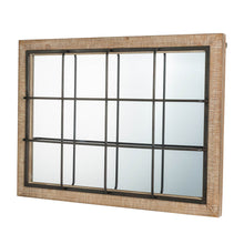 Load image into Gallery viewer, 31.5"H Farmhouse Wooden/Metal Windowpane Rectangular Wall Mirror Decor