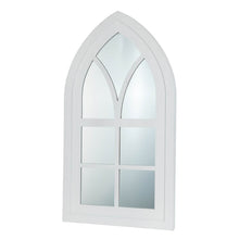 Load image into Gallery viewer, 40.16"H Wash White Wooden Cathedral Windowpane Wall Mirror Decor