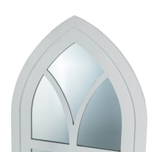 Load image into Gallery viewer, 40.16"H Wash White Wooden Cathedral Windowpane Wall Mirror Decor