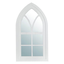 Load image into Gallery viewer, 40.16"H Wash White Wooden Cathedral Windowpane Wall Mirror Decor