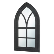 Load image into Gallery viewer, 40.16"H Black Wooden Cathedral Windowpane Wall Mirror Decor