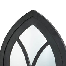 Load image into Gallery viewer, 40.16"H Black Wooden Cathedral Windowpane Wall Mirror Decor