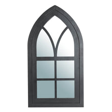 Load image into Gallery viewer, 40.16"H Black Wooden Cathedral Windowpane Wall Mirror Decor