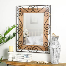 Load image into Gallery viewer, 31"H Traditional Rectangle Wooden And Metal Scroll Wall Mirror
