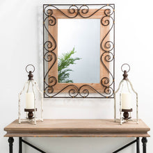 Load image into Gallery viewer, 31"H Traditional Rectangle Wooden And Metal Scroll Wall Mirror