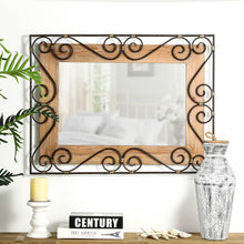 Load image into Gallery viewer, 31"H Traditional Rectangle Wooden And Metal Scroll Wall Mirror