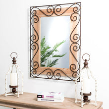 Load image into Gallery viewer, 31"H Traditional Rectangle Wooden And Metal Scroll Wall Mirror