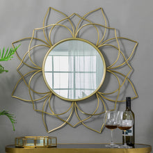Load image into Gallery viewer, 32.75"D Oversized 3D Lotus Regency Modern Gold Metal Wall Mirror