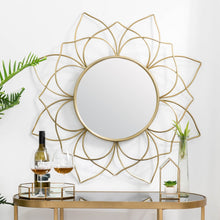 Load image into Gallery viewer, 32.75"D Oversized 3D Lotus Regency Modern Gold Metal Wall Mirror