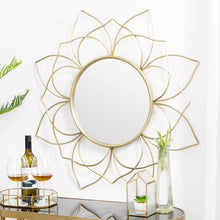 Load image into Gallery viewer, 32.75"D Oversized 3D Lotus Regency Modern Gold Metal Wall Mirror