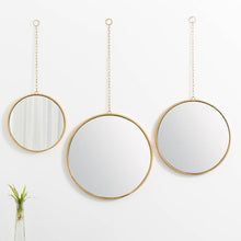 Load image into Gallery viewer, Set of 3 Regency Modern Gold Metal Chains Hanging Mirrors