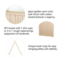Load image into Gallery viewer, 47.25"H Regency Modern/Boho Metal Semicircle Wall Mirror With Tassels Hanging Decor