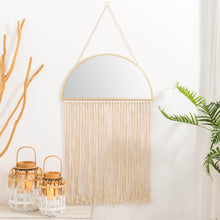 Load image into Gallery viewer, 47.25"H Regency Modern/Boho Metal Semicircle Wall Mirror With Tassels Hanging Decor