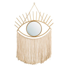 Load image into Gallery viewer, 37.50"H Regency Modern/Boho Metal Eye Mirror With Tassels Hanging Decor