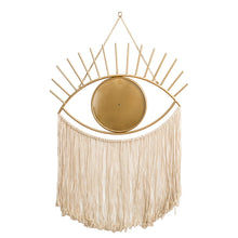 Load image into Gallery viewer, 37.50"H Regency Modern/Boho Metal Eye Mirror With Tassels Hanging Decor