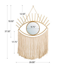 Load image into Gallery viewer, 37.50"H Regency Modern/Boho Metal Eye Mirror With Tassels Hanging Decor
