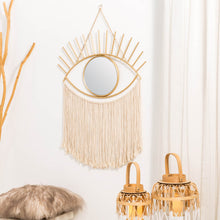 Load image into Gallery viewer, 37.50"H Regency Modern/Boho Metal Eye Mirror With Tassels Hanging Decor