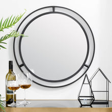 Load image into Gallery viewer, 24.00"D Deluxe Black Metal Round Wall Mirror