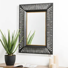 Load image into Gallery viewer, 34.50"H Oversized Modern Black & Gold Metal Wall Mirror