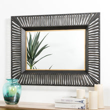 Load image into Gallery viewer, 34.50"H Oversized Modern Black & Gold Metal Wall Mirror
