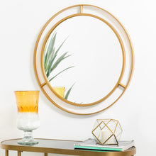 Load image into Gallery viewer, 28.00"D Oversized Glam Gold Metal Round Wall Mirror